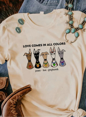 体恤衫2024年潮流时尚Greyhound青少年夏季T恤男女短袖新款T恤夏