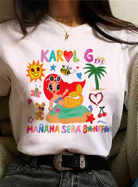 Manana Sera Bonito T shirt 时尚音乐专辑印花短袖T恤白色上衣