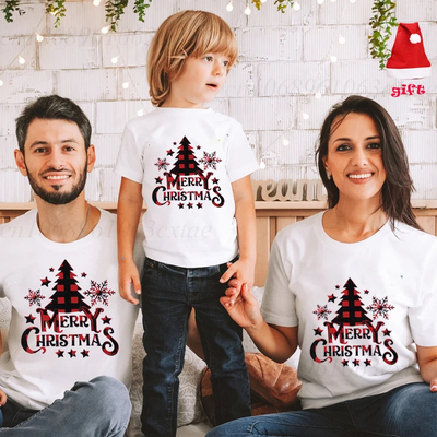 Christmas Family T shirt 圣诞节圣诞树印花T恤一家三口亲子装