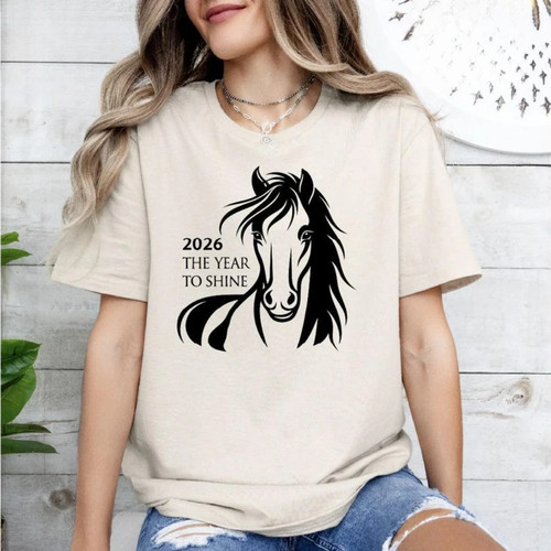 Horse Of New Year 新款女装T恤时尚马年印花男女圆领短袖T恤上衣