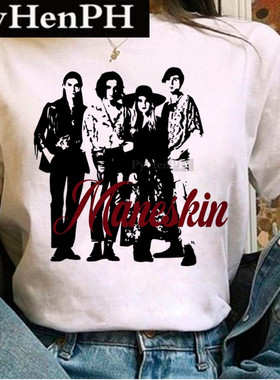 2021年夏季流行意大利摇滚乐队MANESKIN印花男女情侣短袖T恤学生