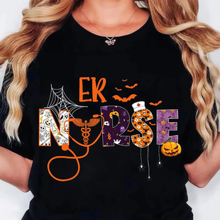 Nurse Halloween T shirt 个性幽灵护士万圣节短袖T恤男女情侣装