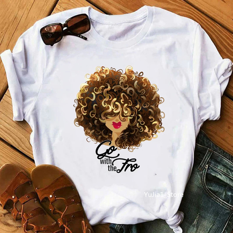 African Girl T shirt 新款非洲女孩印花圆领短袖T恤夏季打底T恤