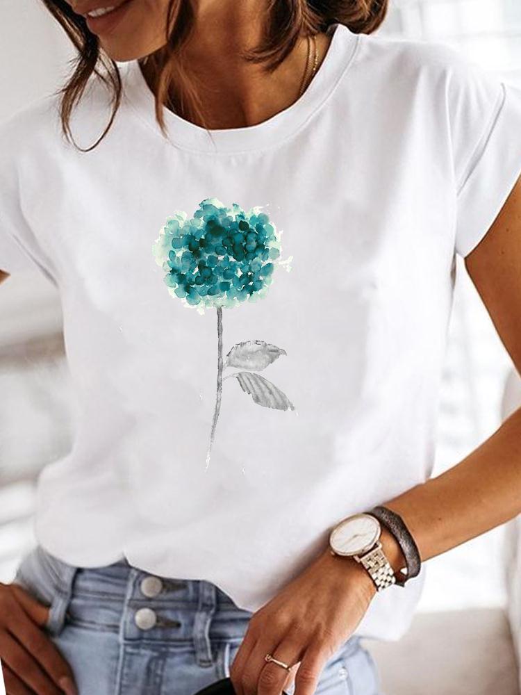 Plant Flower T shirt 新款绿色花朵蒲公英T恤短袖夏季百搭亲子装