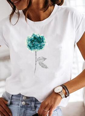 Plant Flower T shirt 新款绿色花朵蒲公英T恤短袖夏季百搭亲子装