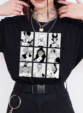 Villains Bad Girl T shirt 欧美风潮牌女士夏季短袖T恤黑色上衣