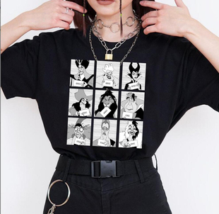 Villains Bad Girl T shirt 欧美风潮牌女士夏季短袖T恤黑色上衣