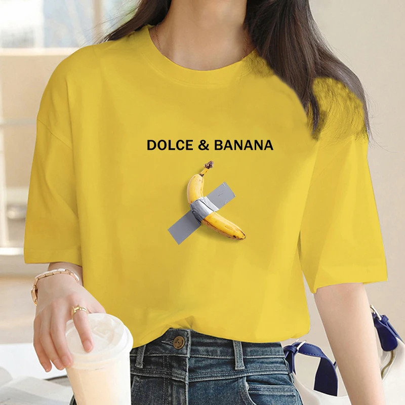 Dolce Banana T Shirt 超火趣味香蕉印花女士夏季T恤短袖女装圆领