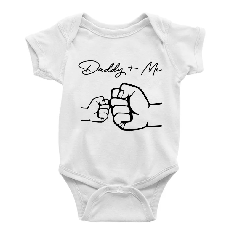 Daddy+Me Bodysuit 新款宝宝纯棉短袖包皮衣连体衣新生儿爬爬服