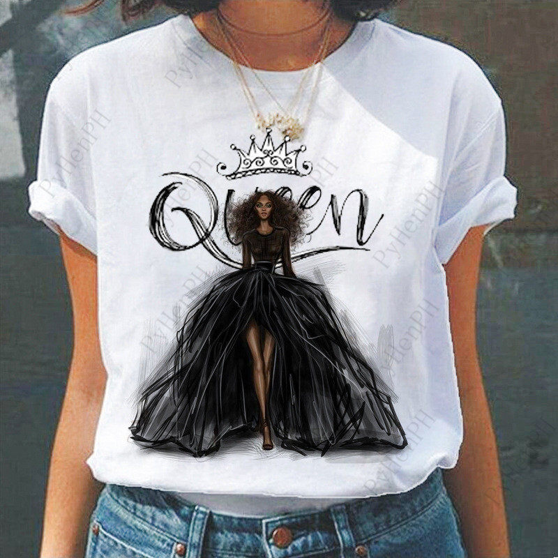 短袖2020超炫模特queen女王印花