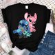 shirt 超火卡通星际宝贝印花短袖 Stitch 女士圆领短袖 T恤黑色