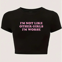 I'm Not Like Other Girls T Shirt 美式短款露脐T恤女性感上衣