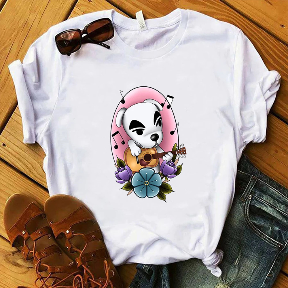 Animal Floral T shirt 卡通可爱动物鲜花印花短袖T恤圆领打底衫