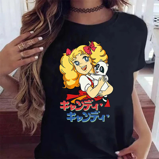 shirt 动漫卡通女孩印花短袖 T恤夏季 Candy 宽松上衣体恤衫 Girl