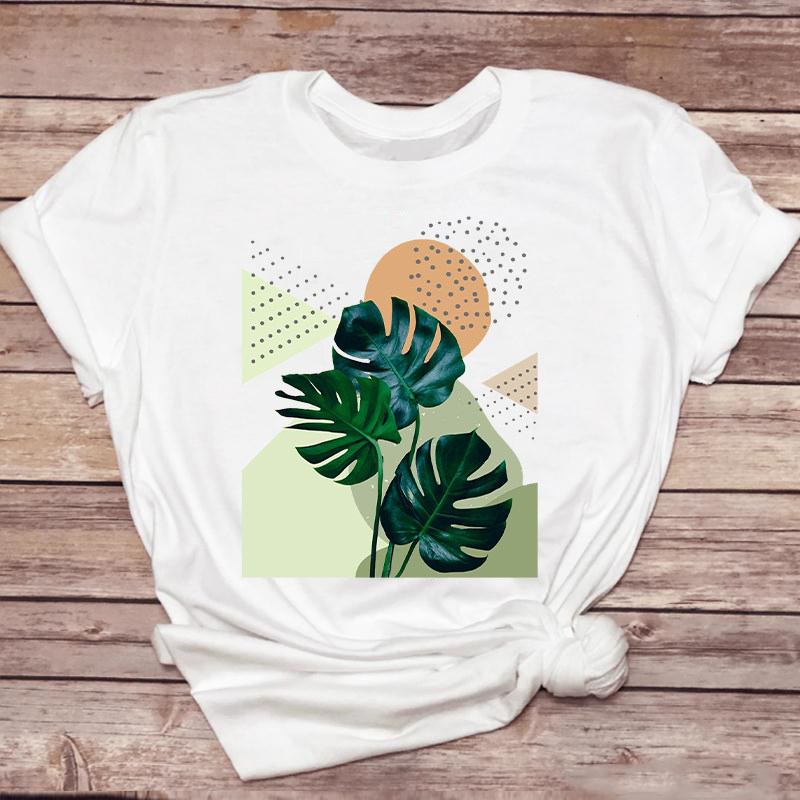 Plant T shirt 新款原宿绿植几何印花T恤男女夏季百搭短袖T恤衫