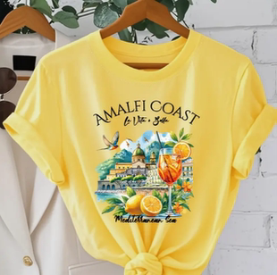Coast 街头女装 夏季 阿马尔菲海岸风景印花T恤上衣 shirt Amalfi