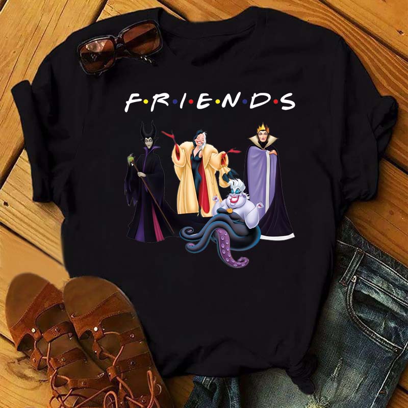 Friends Witch Tshirt 夏季黑色短袖个性女巫印花T恤女式休闲上衣