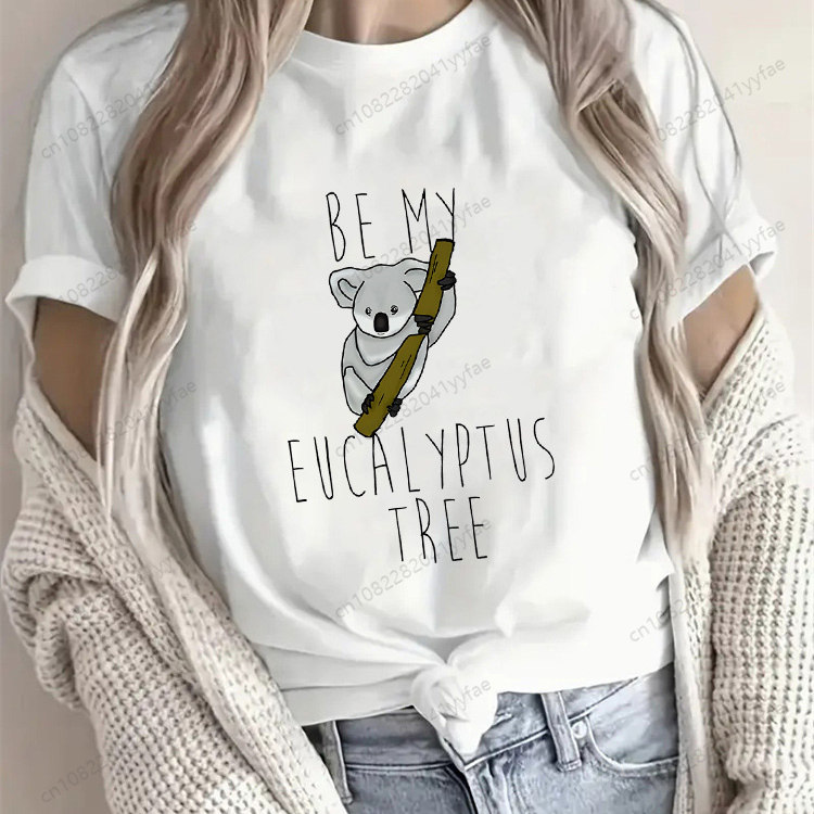 Koala T shirt 卡通可爱考拉印花女士夏季短袖T恤圆领打底衫体恤