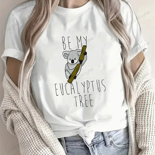 Koala T shirt 卡通可爱考拉印花女士夏季短袖T恤圆领打底衫体恤