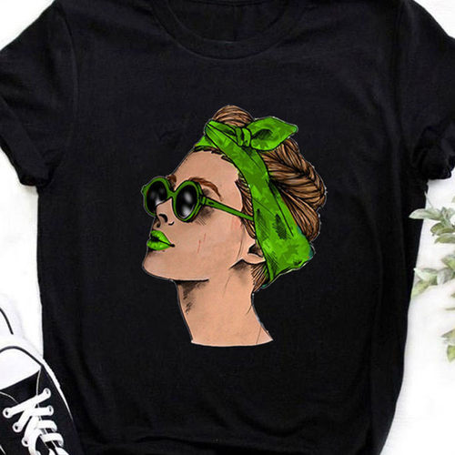Fashion Lady T shirt Women 欧美风时尚性感女孩印花女士夏季T恤