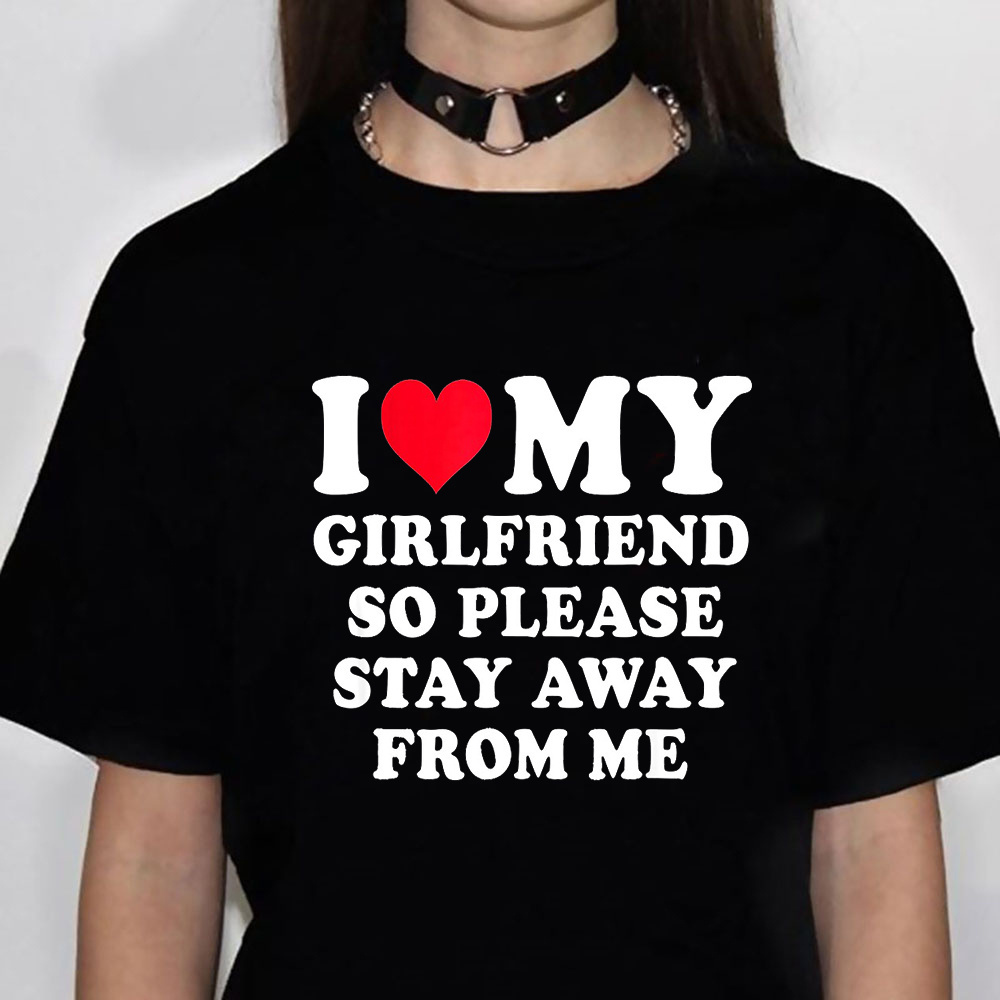 i Love My Girlfriend T shirt 夏季黑色女装T恤字母印花情侣衫 女装/女士精品 T恤 原图主图