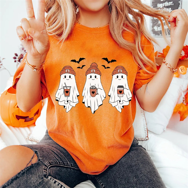 Happy Holloween T Shirt 欧美时尚万圣节圆领短袖T恤女士亲子装