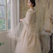 拾光裁缝 月纱 森系镂空艺术感油画田园花边流苏纯棉披肩