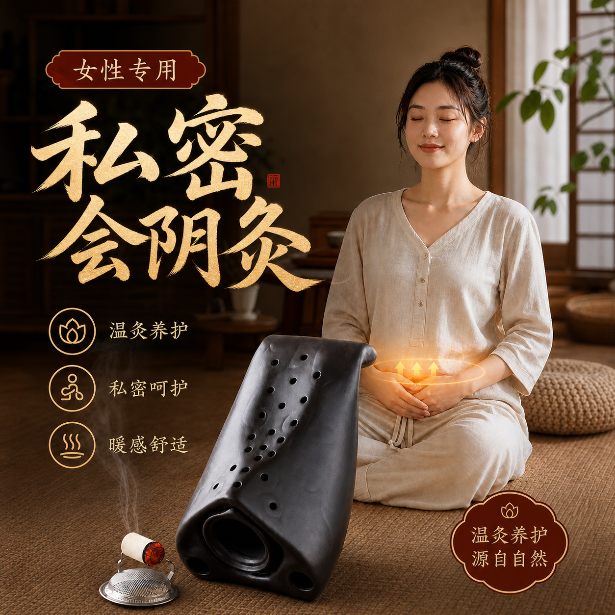 女性专用私密会阴灸 砭石私密灸熏器坐灸仪坐灸器具家用艾条柱