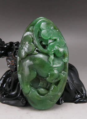 精雕把件如意新疆和田玉送证书