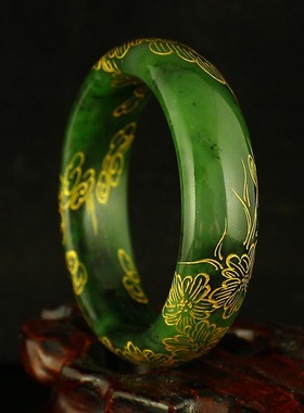 一口价天然新疆和田玉碧玉精工打磨 手镯 送证书 包邮