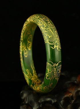 新疆 包邮 新疆和田玉 碧玉 精工打磨 手镯