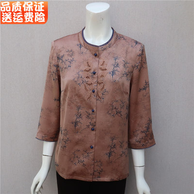 夏装妈妈款高贵小衫雪纺提花衬衫