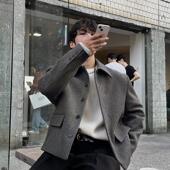 碧舍秋冬韩版 短款 呢大衣小众迷人加厚翻领夹克潮男高级感出片外套