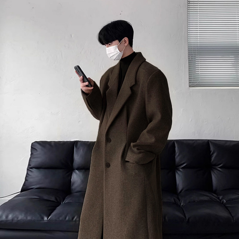 碧舍法式复古翻领毛呢大衣男士冬季加厚长款美拉德外套百搭保暖潮,男装,毛呢大衣,淘宝优惠券,粉丝福利购,淘宝优惠卷