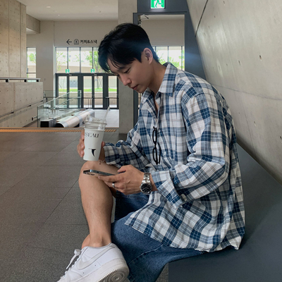 宽松型精致韩风男士单排扣衬衫潮