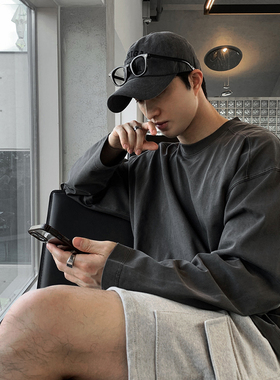 碧舍高街复古原创设计感简约T恤宽松帅气街头休闲百搭圆领体恤衫