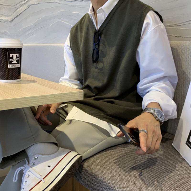 宽松秋冬保暖鸡心领毛坎肩