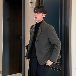休闲显瘦潮流垫肩复古西装 碧舍春季 轻熟风西服短款 韩版 外套男 新款