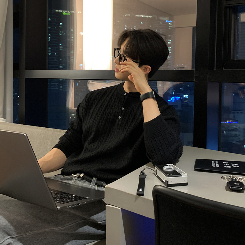 碧舍韩版秋冬翻领不易起球针织衫