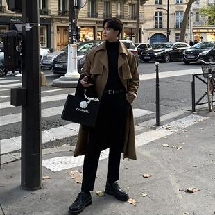 外套宽松休闲简约纯色长款 潮流百搭长款 风衣潮 韩版 特惠2025春新款