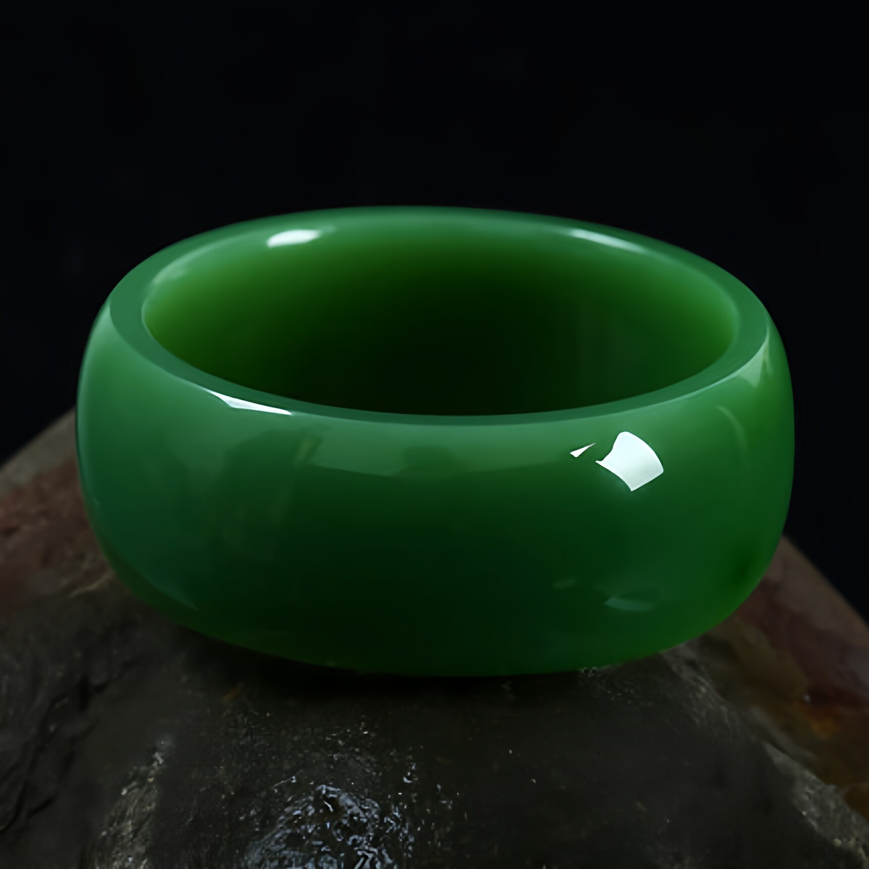 玉缘轩 新疆和田玉加宽送礼碧玉手镯菠菜绿新坑碧玉加宽玉镯包邮