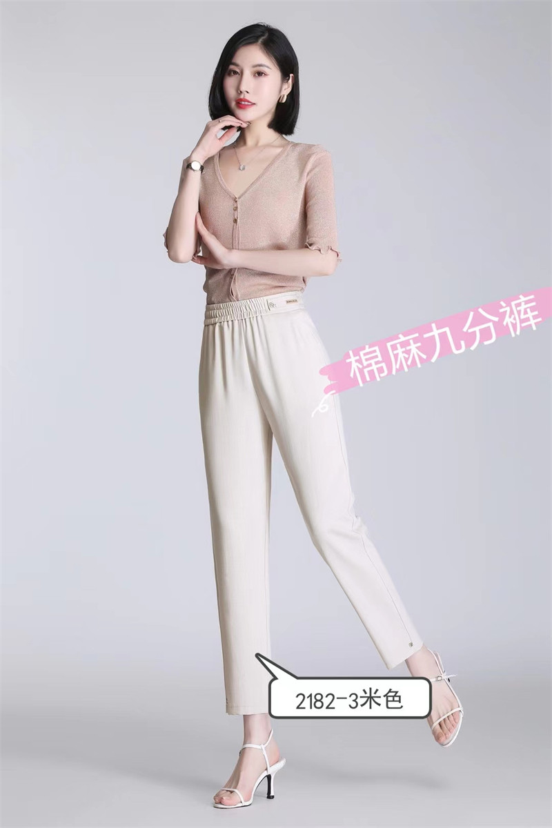 2021新款女裤妈妈裤子夏季薄款宽松直筒棉麻九分裤休闲中老年夏装