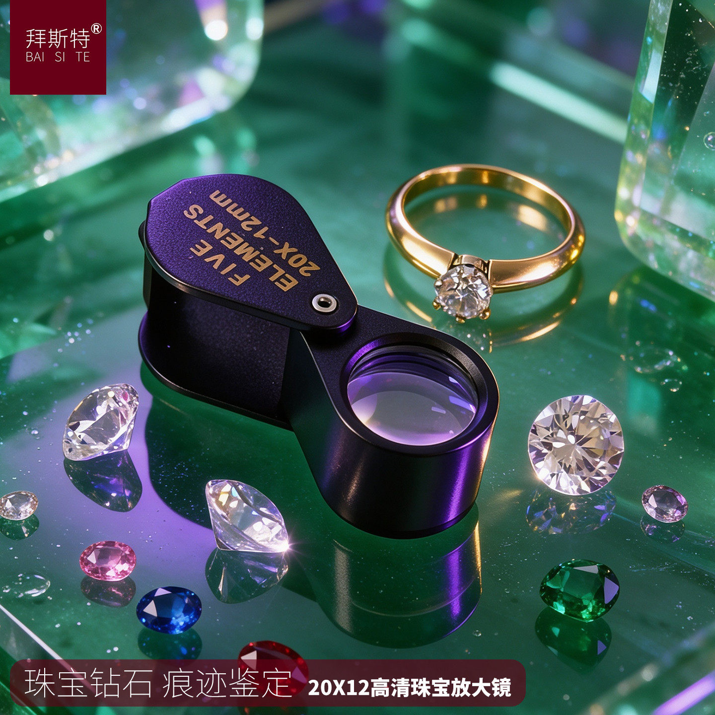 珠宝放大镜高清20倍迷你鉴定钻石专用玉石翡翠消球面相差色差折叠