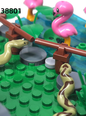 维乐斯小颗粒拼插38801蟒蛇动物积木场景MOC森林河流零件配件玩具