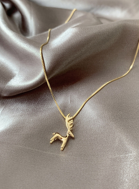 电镀微镶韩版小鹿几何短款项链