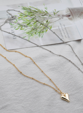 镀金韩国爱心吊坠ins蛇骨链