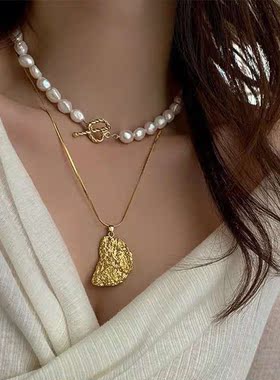 欧美拼接链条组合叠戴金属吊坠