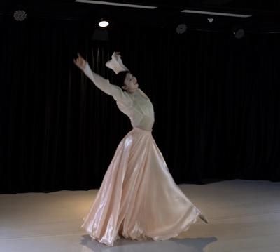 叠舞倾城 舞月原版双层雨蝶新款半身裙女高腰显瘦气质中长款A字裙