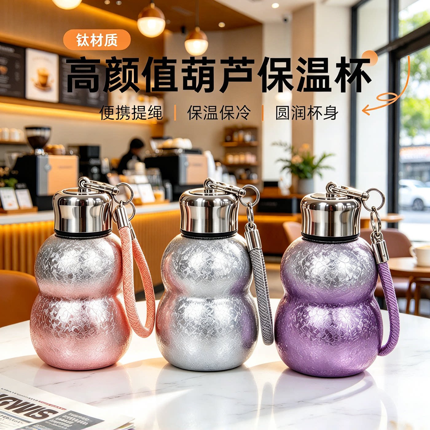 葫芦覆钛渐变保温杯密封不漏