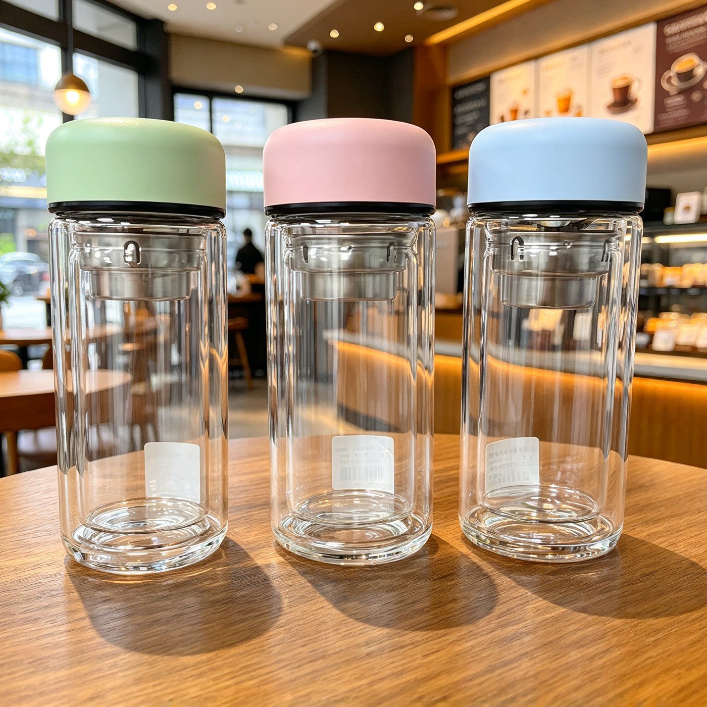 高硼硅双层玻璃杯茶水分离